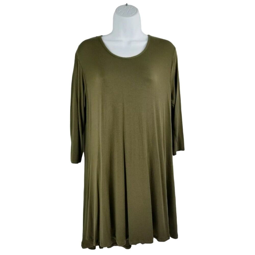 Simply Southern Shirt Tunic Womens Medium Long Sleeve Stretch Green Top Blouse